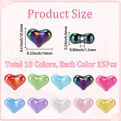150 pièce de perles acryliques opaques à placage UV de 10 couleurs&nbsp;OACR-SP0002-44A