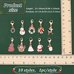 10pcs 10 pendentifs en alliage d'émail de thème de noël de style&nbsp;HJEW-FG0001-15