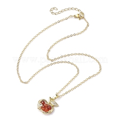 Apfel Messing Micro Pave Zirkonia mit natürlichen Achat (gefärbt) Anhänger Halsketten&nbsp;NJEW-TA00154