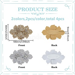 4 Stück 2 Farben Stoff-Strass-Schuhdekorationen&nbsp;FIND-FG0003-55