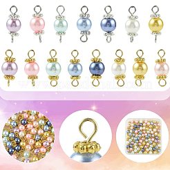96 Stück 8 Farben Glasperlen-Anschluss-Charms&nbsp;PALLOY-FS00061