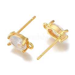 Ohrstecker aus Messing mit klarem Zirkonia für Damen&nbsp;EJEW-B107-16G