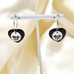 Boucles d'oreilles créoles en obsidienne naturelle et acier inoxydable 304 pour femmes&nbsp;EJEW-G475-02P-05