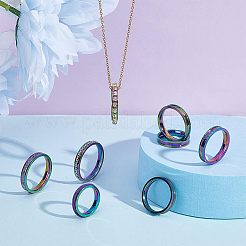 16 Stück 8 Größen 201 Edelstahl geriffelter Fingerring für Frauen&nbsp;RJEW-UN0002-38M