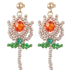 Aretes colgantes con cuentas de vidrio&nbsp;EJEW-MZ00326-03