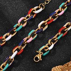 Collane a catena con smalto colorato in acciaio inossidabile 304 per donna&nbsp;NJEW-P328-01G