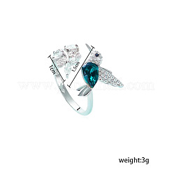 Blatt- und Vogel-Zinklegierung mit Strass-Manschettenringen&nbsp;FS-WGB05C2-01