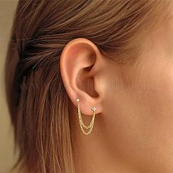 Orecchini a bottone con nappe a forma di fiore in zirconia cubica trasparente in ottone&nbsp;FS-WG6AA9D-03