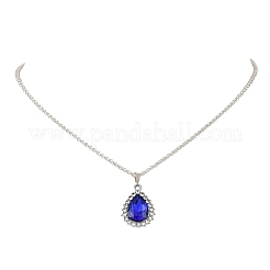Collier pour femme avec pendentif cœur en forme de larme en alliage de verre et chaîne rolo en acier inoxydable 304 (2 pièce&nbsp;NJEW-JN06499