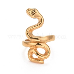 Anillo de puño abierto de serpiente de acero inoxidable 304 con revestimiento iónico (IP)&nbsp;RJEW-C025-36B-G