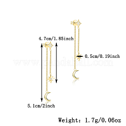 Pendientes de borla con forma de estrella y luna con diamantes y cadena de plata s925&nbsp;NT3098-1