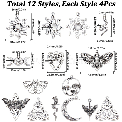 Pendenti in lega di stile tibetano 48pcs 12style&nbsp;TIBE-SC0007-15