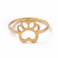Ionenplattierung (IP) 201 Edelstahl Pfotenabdruck Fingerring&nbsp;RJEW-J051-25G