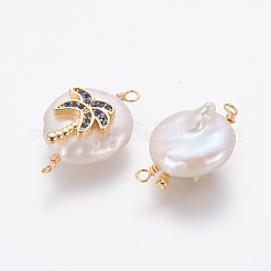Connecteurs de liens de perles naturelles&nbsp;PEAR-F014-02G