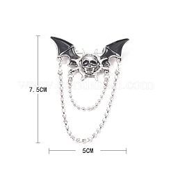 Halloween Totenkopf Fledermaus Legierung Emaille Hängekette Brosche mit Doppelketten&nbsp;PW-WGF646C-01