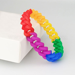 Pulseras elásticas de silicona trenzadas con arcoíris para hombre&nbsp;WG97979-01
