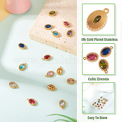 20 pz 10 colori 304 acciaio inossidabile micro pavé zirconia cubica charms&nbsp;STAS-TA0002-92
