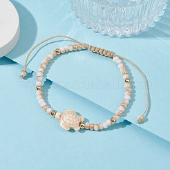 Schildkröten-Armbänder aus synthetischen türkisfarbenen und geflochtenen Glasperlen&nbsp;BJEW-JB09875