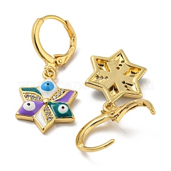 Véritables boucles d'oreilles dormeuses en laiton plaqué or 18 carat&nbsp;EJEW-A033-19G-01