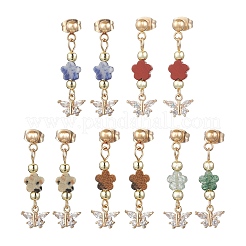 Schmetterling mit Blume Messing Micro Pave Zirkonia Ohrstecker&nbsp;EJEW-JE06427