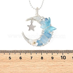 4 pièce de collier avec pendentif lune en fil de fer&nbsp;NJEW-TA00266