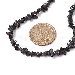 Natürliche Obsidian-Chip-Perlenkette&nbsp;NJEW-JN04615-12