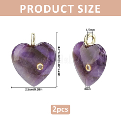 2pcs pendentifs en améthyste naturelle&nbsp;G-FH0002-76A