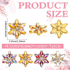 4 Stück 4 Farben Legierung Strass Cabochons&nbsp;FIND-MA0001-09