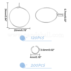 120 pieza de accesorios para pendientes de aro de acero inoxidable quirúrgico 316&nbsp;STAS-UN0043-03