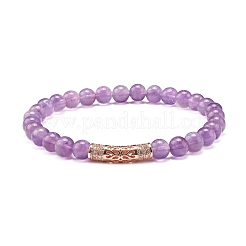 Set di bracciali elastici con perline rotonde di ametista naturale&nbsp;BJEW-JB06980-02