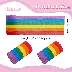 Serpentinas de papel crepé de arcoíris para decoración de fiesta de cumpleaños&nbsp;DIY-WH0622-448