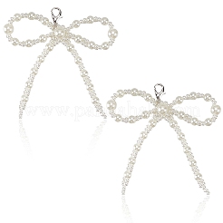 Breloques de chaussures en plastique imitation perle nœud papillon&nbsp;DIY-WH20002-152D