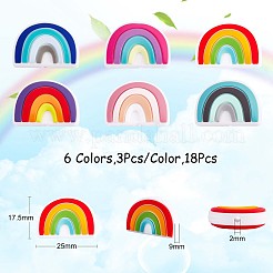 18pcs 6 colori arcobaleno silicone focale perline all'ingrosso arcobaleno branelli del distanziatore allentati fascino perline di silicone di colore kit per collana fai da te orecchini braccialetto portachiavi creazione di gioielli artigianali&nbsp;JX322A