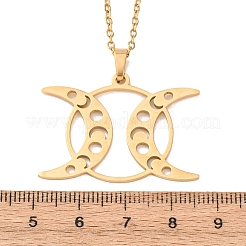 Collane con catena a maglia fine e ciondolo a tripla luna in acciaio inossidabile 304 per uomo e donna&nbsp;NJEW-K308-01D-G