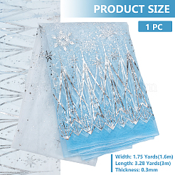 Tela de gasa de poliéster con estampado de copos de nieve teñida en plata&nbsp;AJEW-WH0314-911A