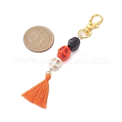 Decorazioni pendenti con teschio turchese sintetico e tinto per Halloween&nbsp;HJEW-JM01998