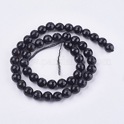 Natürlicher schwarzer Onyx runder Perlenstrang&nbsp;G-L084-8mm-20