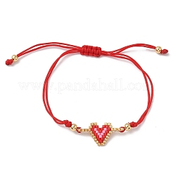 Braccialetti con maglie a forma di cuore con perline di vetro&nbsp;BJEW-MZ00217