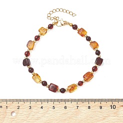 Armbänder aus natürlichem Bernstein und Messingperlen für Damen&nbsp;BJEW-JB13664