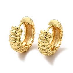 Rack Plating Brass Tube Hoop Earrings for Women, Lead Free & Cadmium Free, Real 18K Gold Plated, 18x16x6.5mm, Pin: 0.8mm