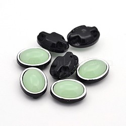 Coser en acrílico taiwán, Accesorios de la ropa, oval, verde claro, 11x9x6mm, agujero: 1 mm