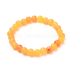 Bracelets de perles extensibles en acrylique, ronde, or, diamètre intérieur: 2-1/8 pouce (5.4 cm), perle: 8 mm