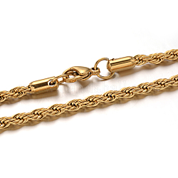 Collares de cadena de cuerda de 304 acero inoxidable, con cierre de langosta, dorado, 23.6 pulgada (60 cm), 4mm