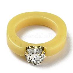 Gli anelli di barretta della resina, con strass in plastica, cuore, oro, giallo, taglia 6 degli stati uniti, diametro interno: 17mm
