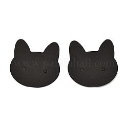 100 cartoncino per orecchini in carta a forma di gatto, nero, 3.5x3.5x0.03cm, Foro: 2 mm