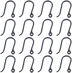 SUNNYCLUE 200Pcs Plastic Earring Hooks, Ear Wire, with Horizontal Loop, Black, 11x9x0.6mm, Hole: 0.9mm