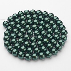Glasperlen Stränge , perlig, Runde, dunkelgrün, 12 mm, Bohrung: 1 mm, ca. 68 Stk. / Strang, 30.71 Zoll (78 cm)