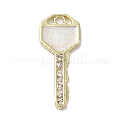 Латунные подвески с фианитом, с эмалью, долговечный, ключ, золотые, 31~31.5x12.5x2 мм, отверстие : 2.5 мм