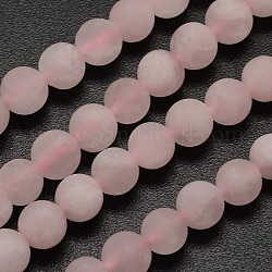 Chapelets de perles en quartz rose naturel, mat, ronde, 10mm, Trou: 1mm, Environ 38 pcs/chapelet, 14.9 pouce