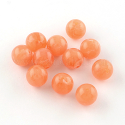 Perles rondes en acrylique d'imitation pierre précieuse, saumon clair, 8mm, Trou: 2mm, environ 1700 pcs/500 g